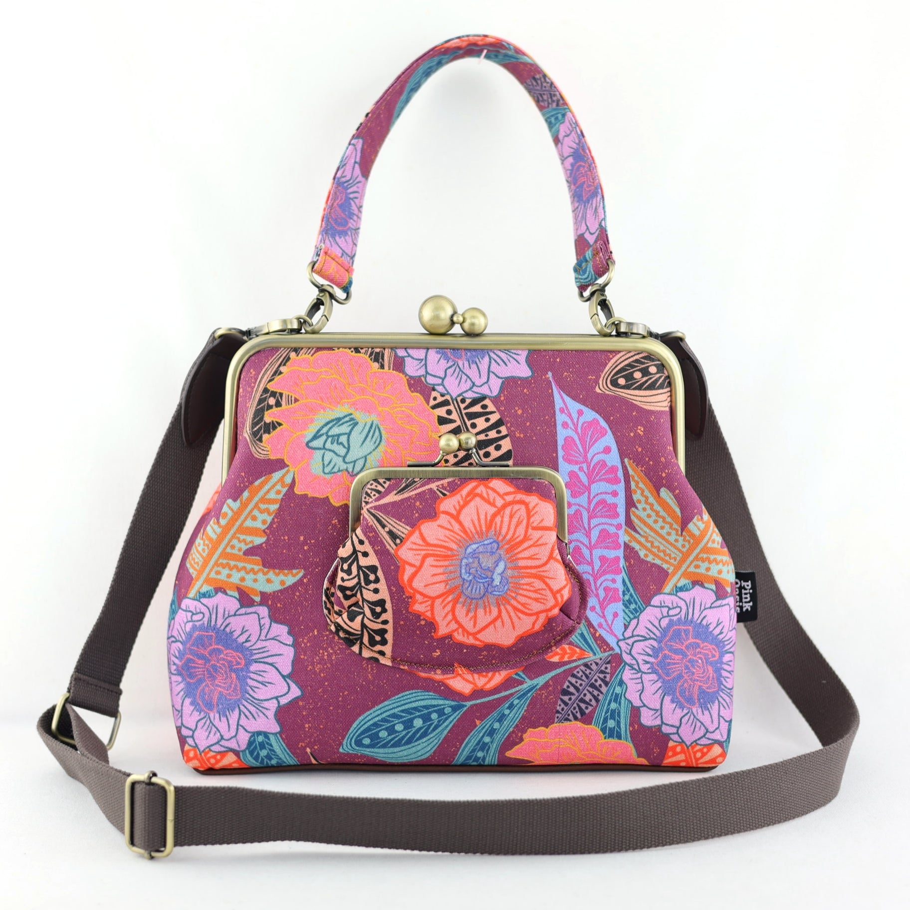 Geranium Flowers Handbag and Crossbody 2 Way Bag | PINK OASIS