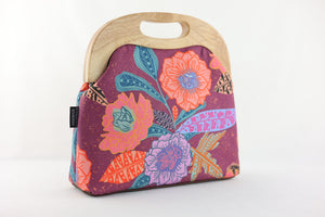 Garden Geranium Large Wood Frame Bag  | PINK OASIS
