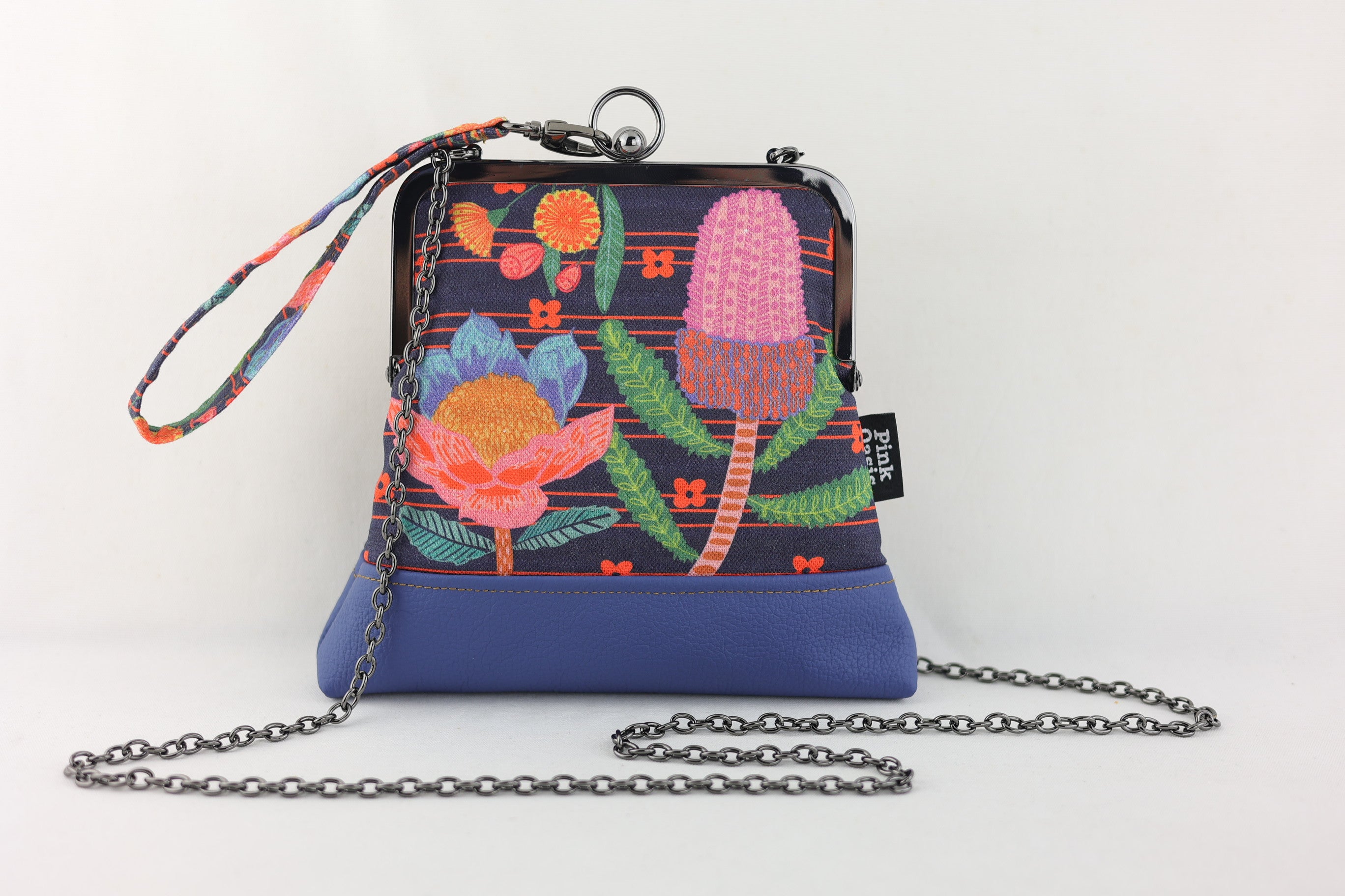 Australian Native Flowers (Blue Bottom) Wristlet | PINK OASIS