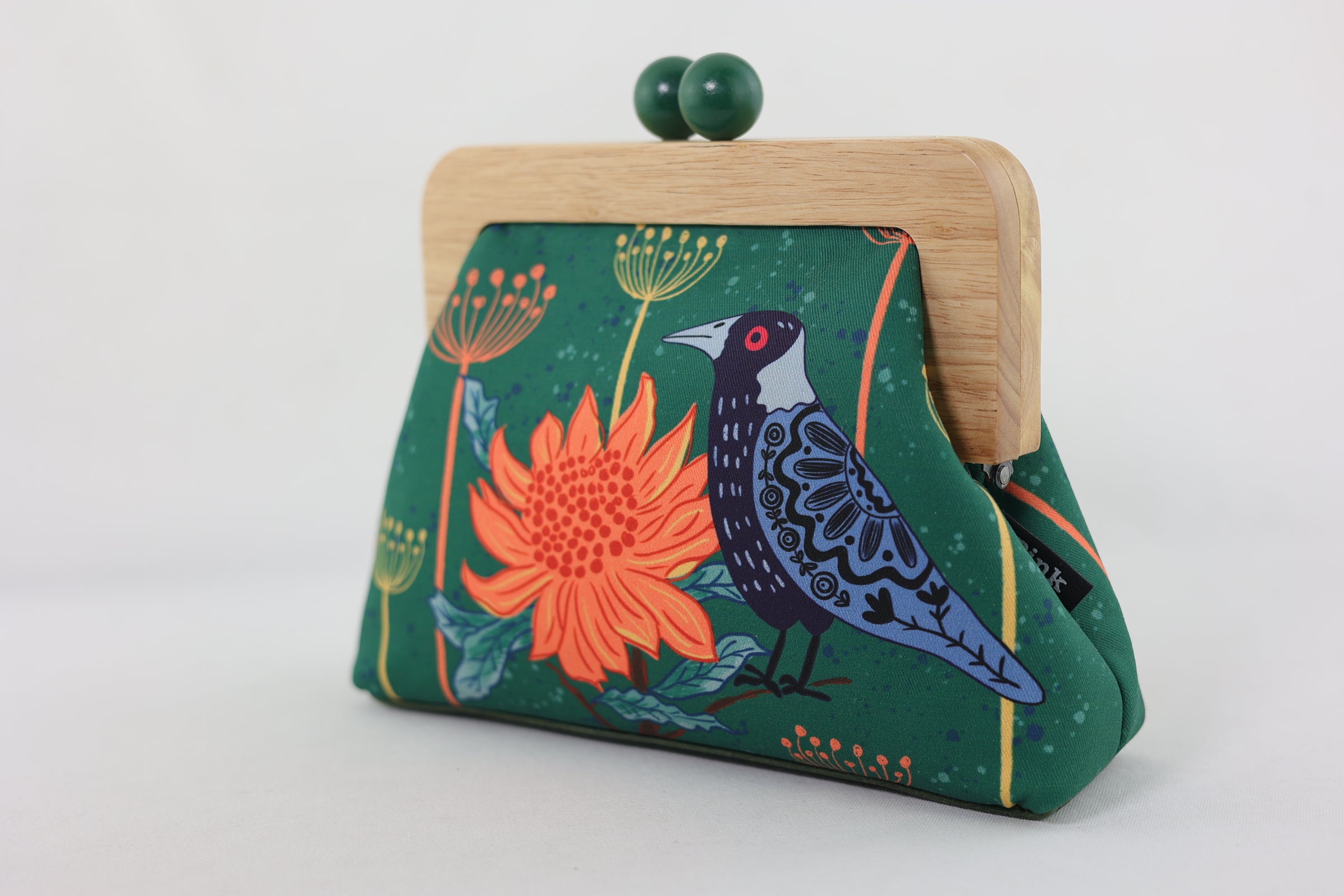 Magpie & Waratah Green Clutch | PINK OASIS