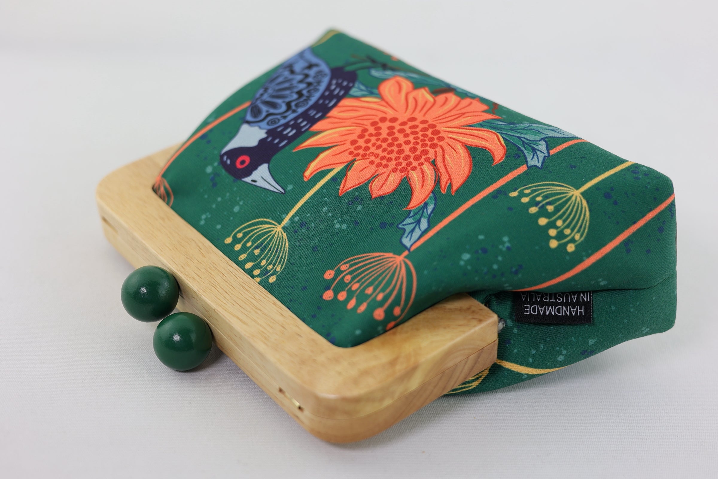 Magpie & Waratah Green Clutch | PINK OASIS