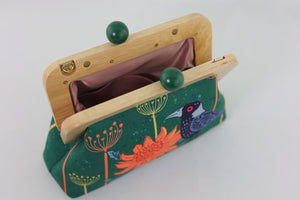 Magpie & Waratah Green Clutch | PINK OASIS