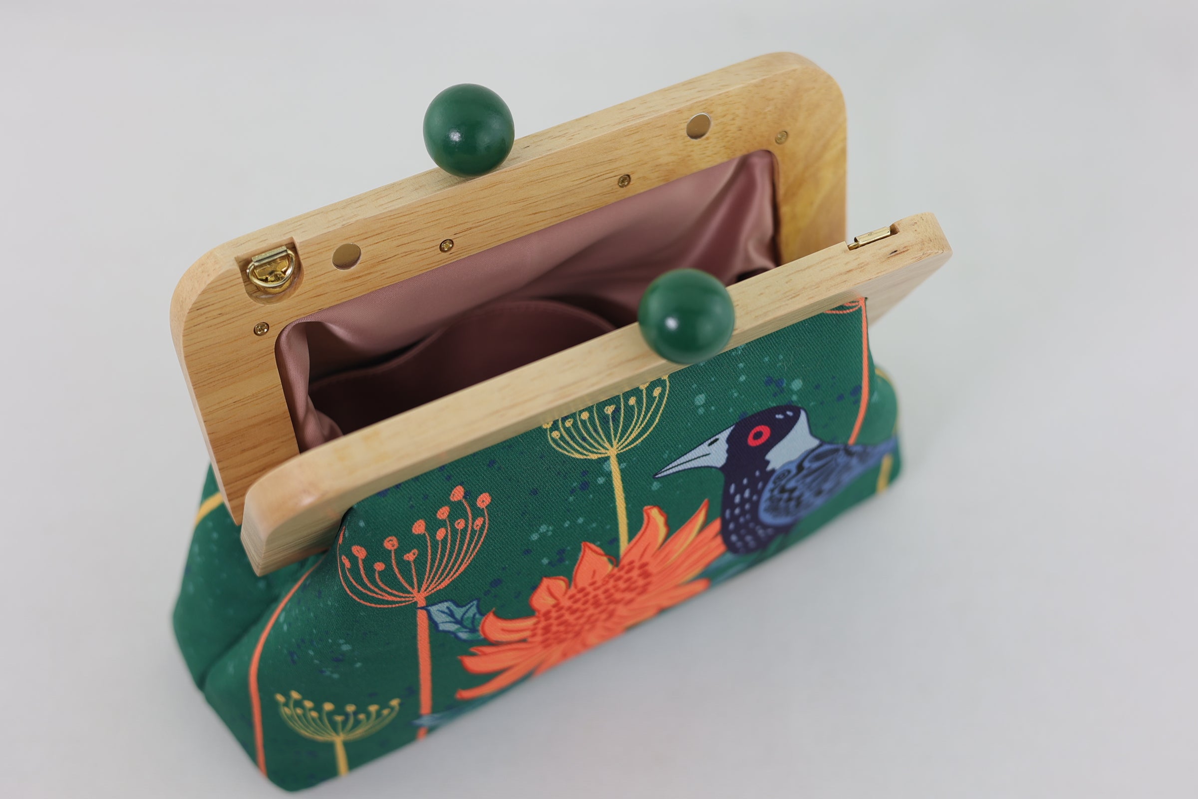 Magpie & Waratah Green Clutch | PINK OASIS