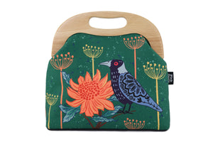 Magpie & Waratah Green Large Wood Frame Bag | PINK OASIS