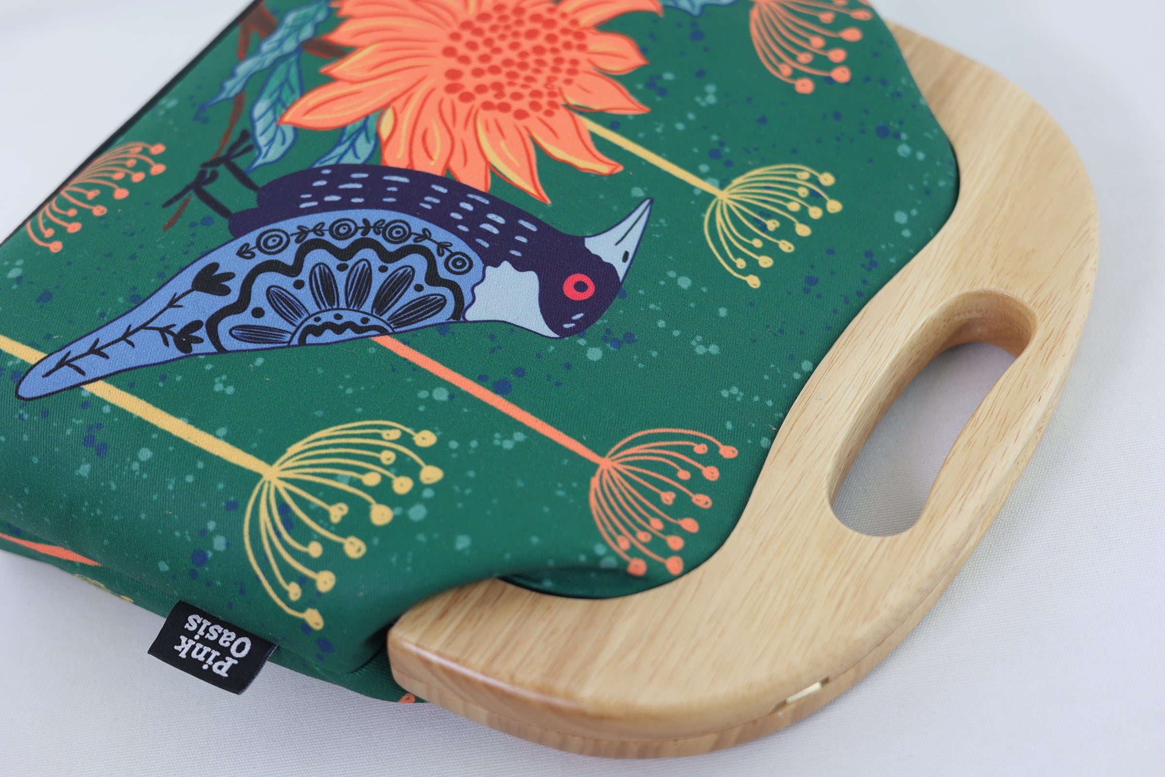 Magpie & Waratah Green Large Wood Frame Bag | PINK OASIS
