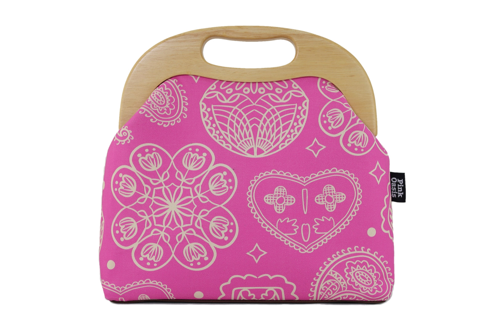 Mandala Fuchsia Large Wood Frame Bag | PINK OASIS