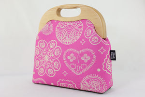 Mandala Fuchsia Large Wood Frame Bag | PINK OASIS