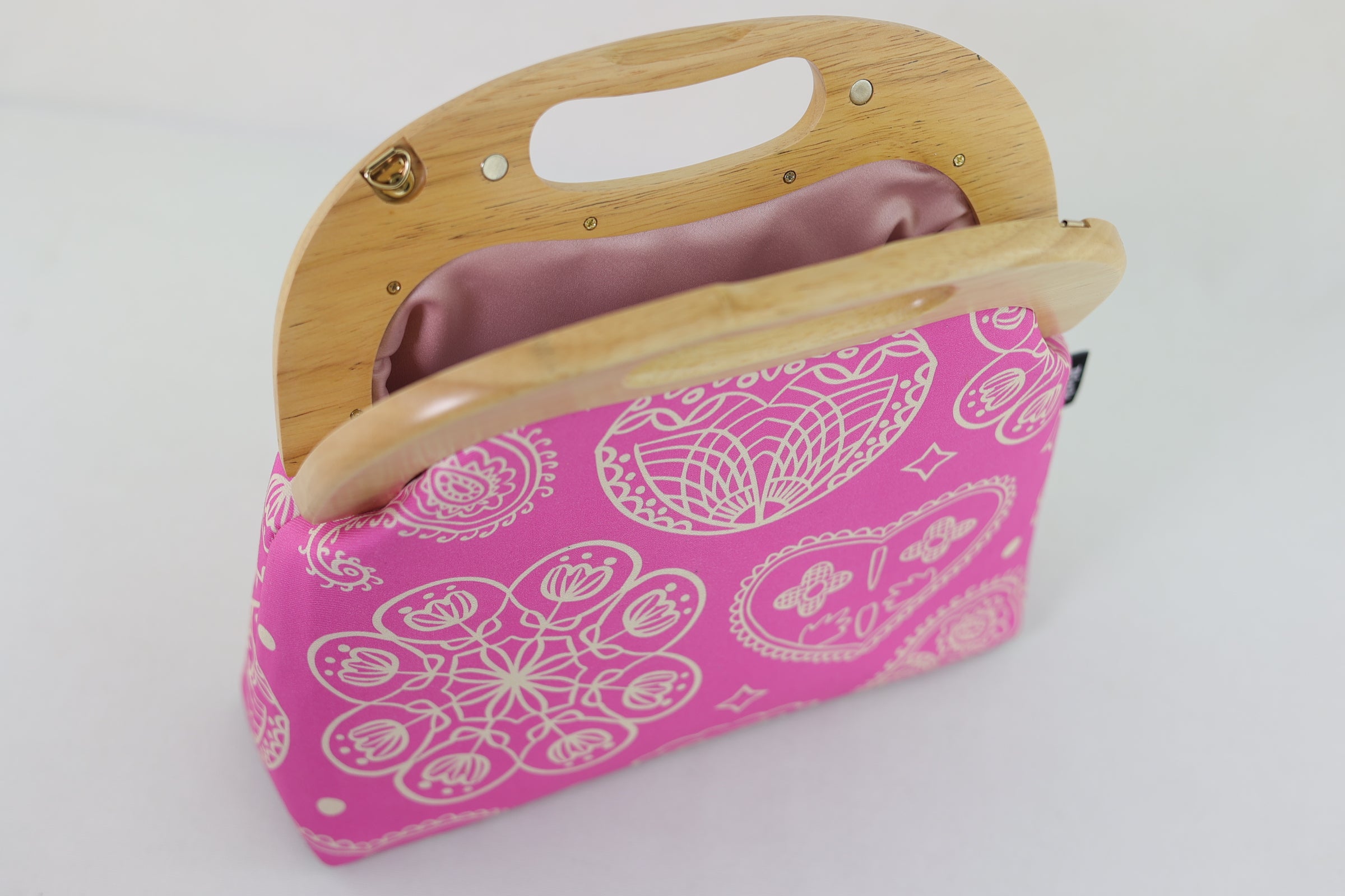 Mandala Fuchsia Large Wood Frame Bag | PINK OASIS