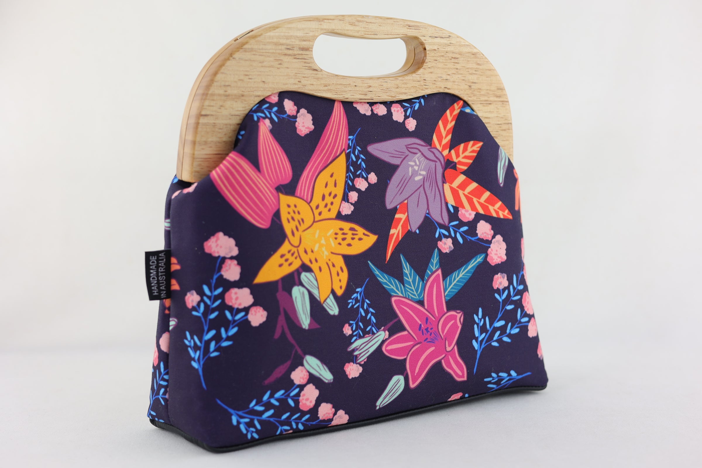 Tiger Lily Flowers Large Wood Frame Bag | PINK OASIS