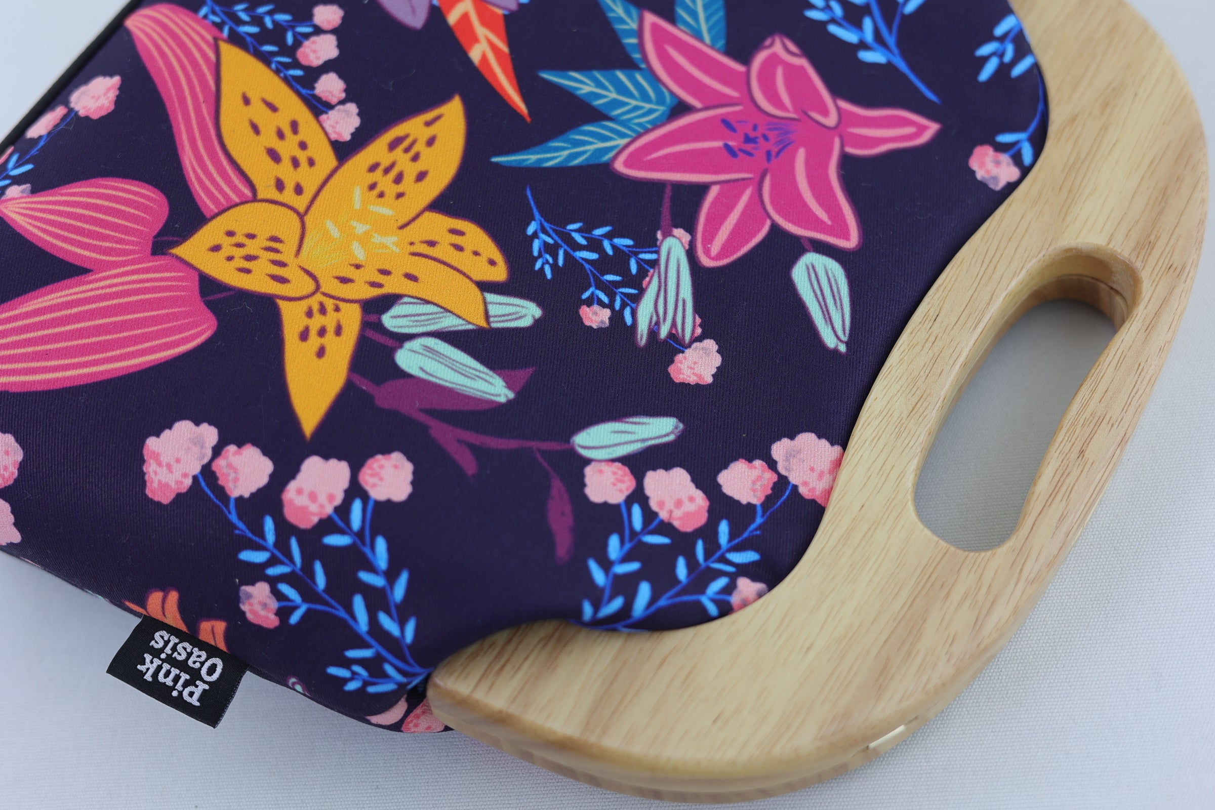 Tiger Lily Flowers Large Wood Frame Bag | PINK OASIS