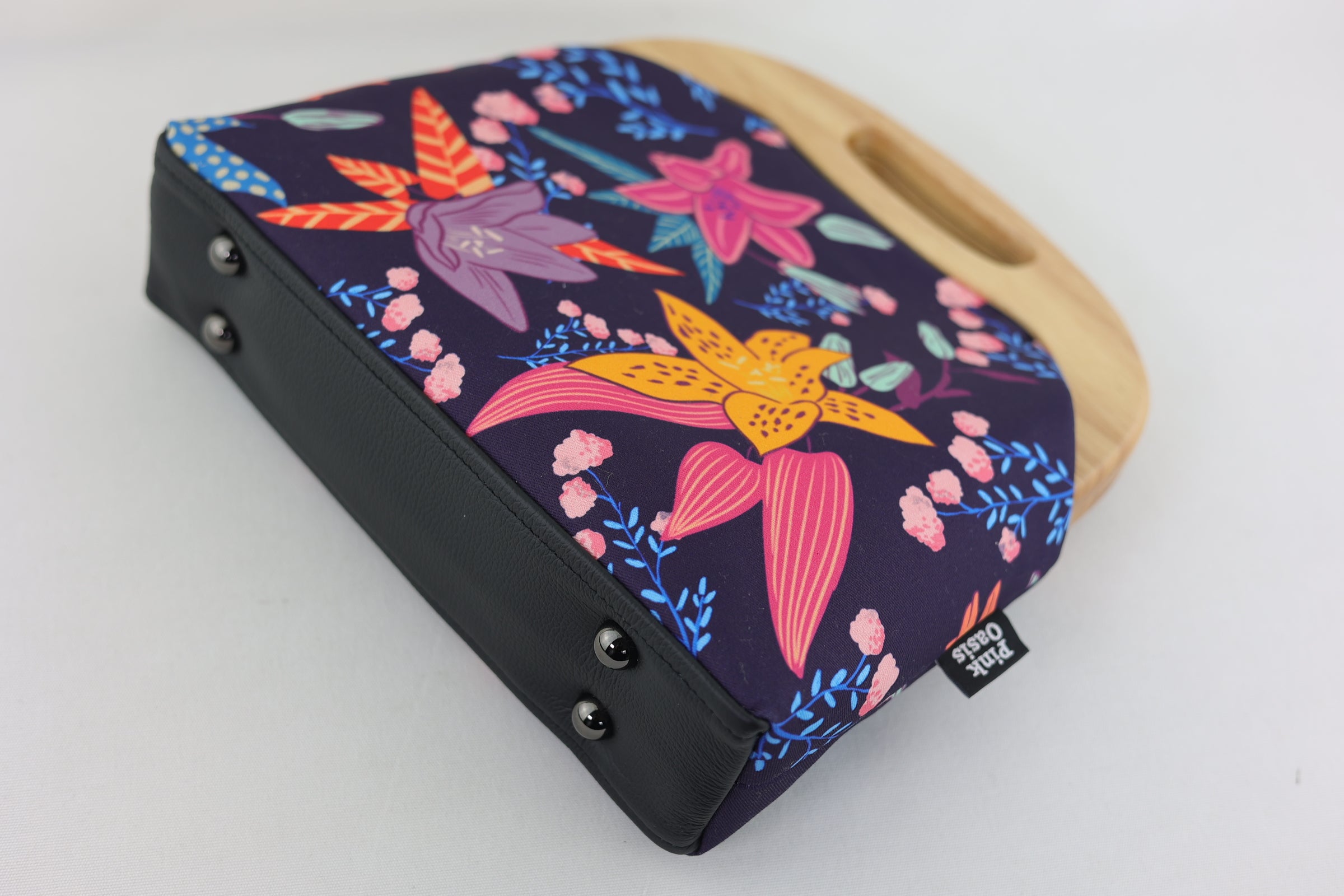 Tiger Lily Flowers Large Wood Frame Bag | PINK OASIS
