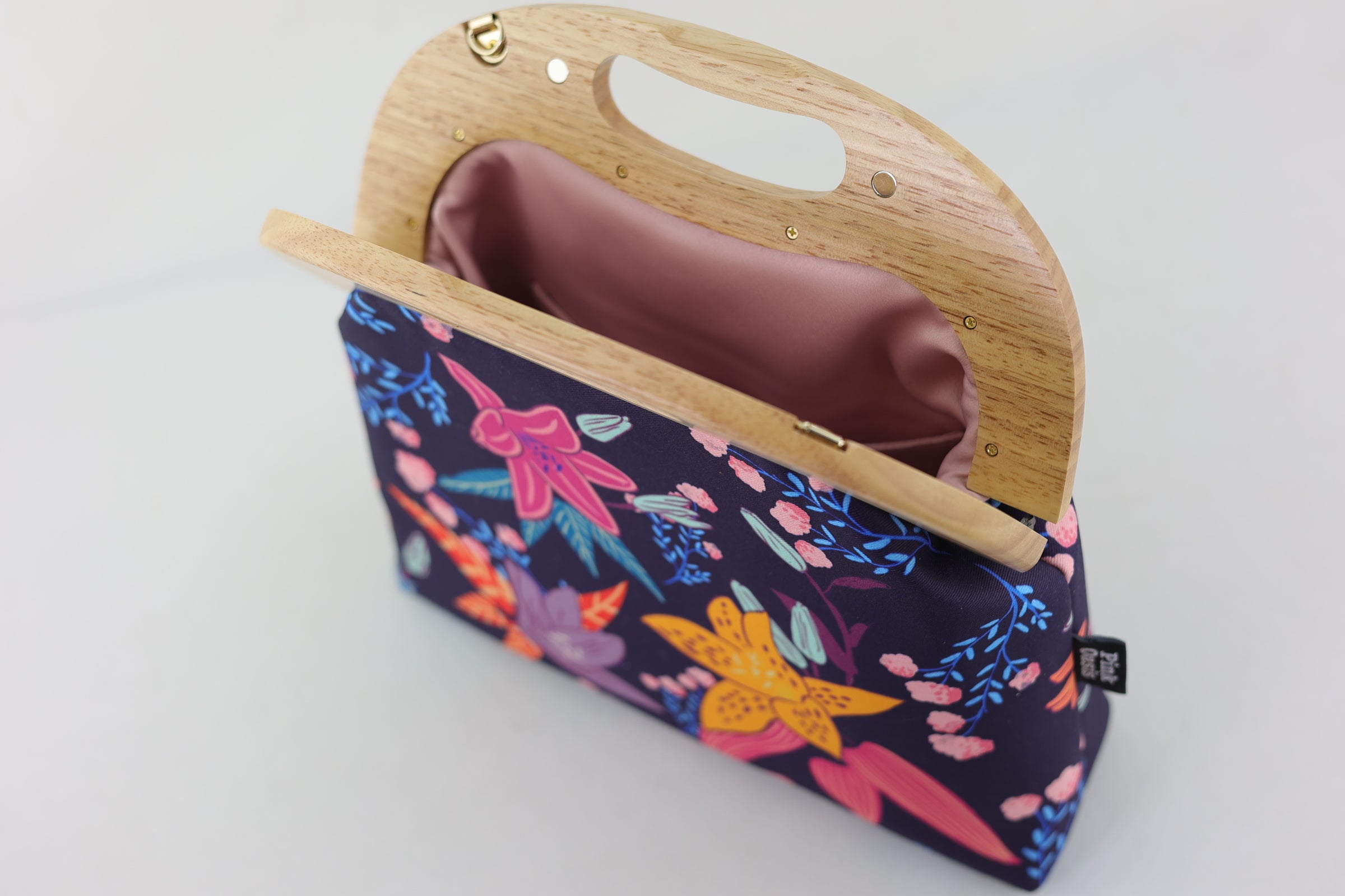 Tiger Lily Flowers Large Wood Frame Bag | PINK OASIS