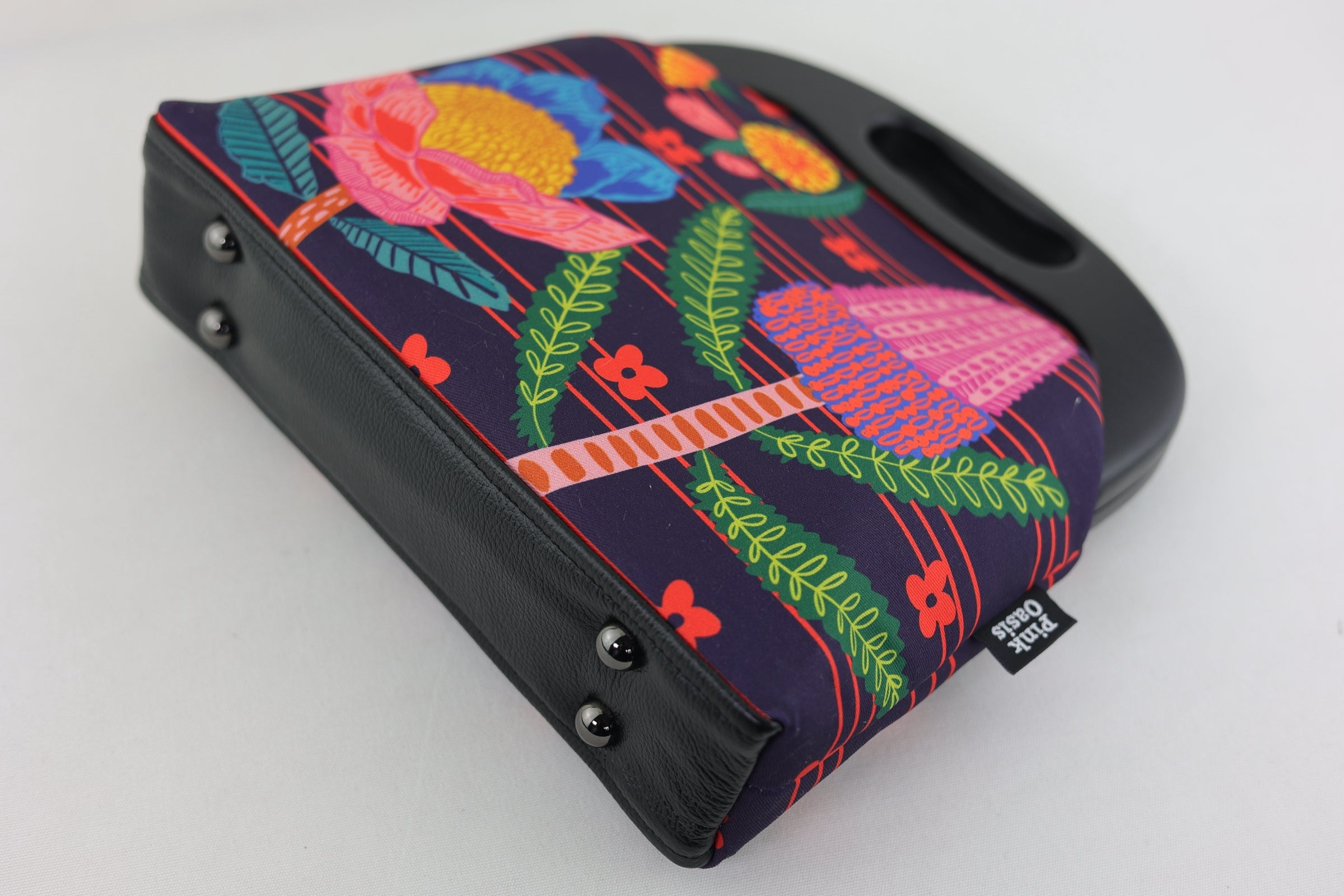 Australian Native Flowers Large Wood Frame Bag | PINK OASIS