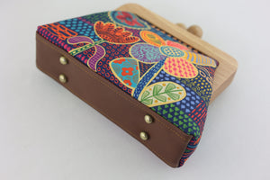 Doodle Flora Clutch Handmade Ladies Bag | PINK OASIS