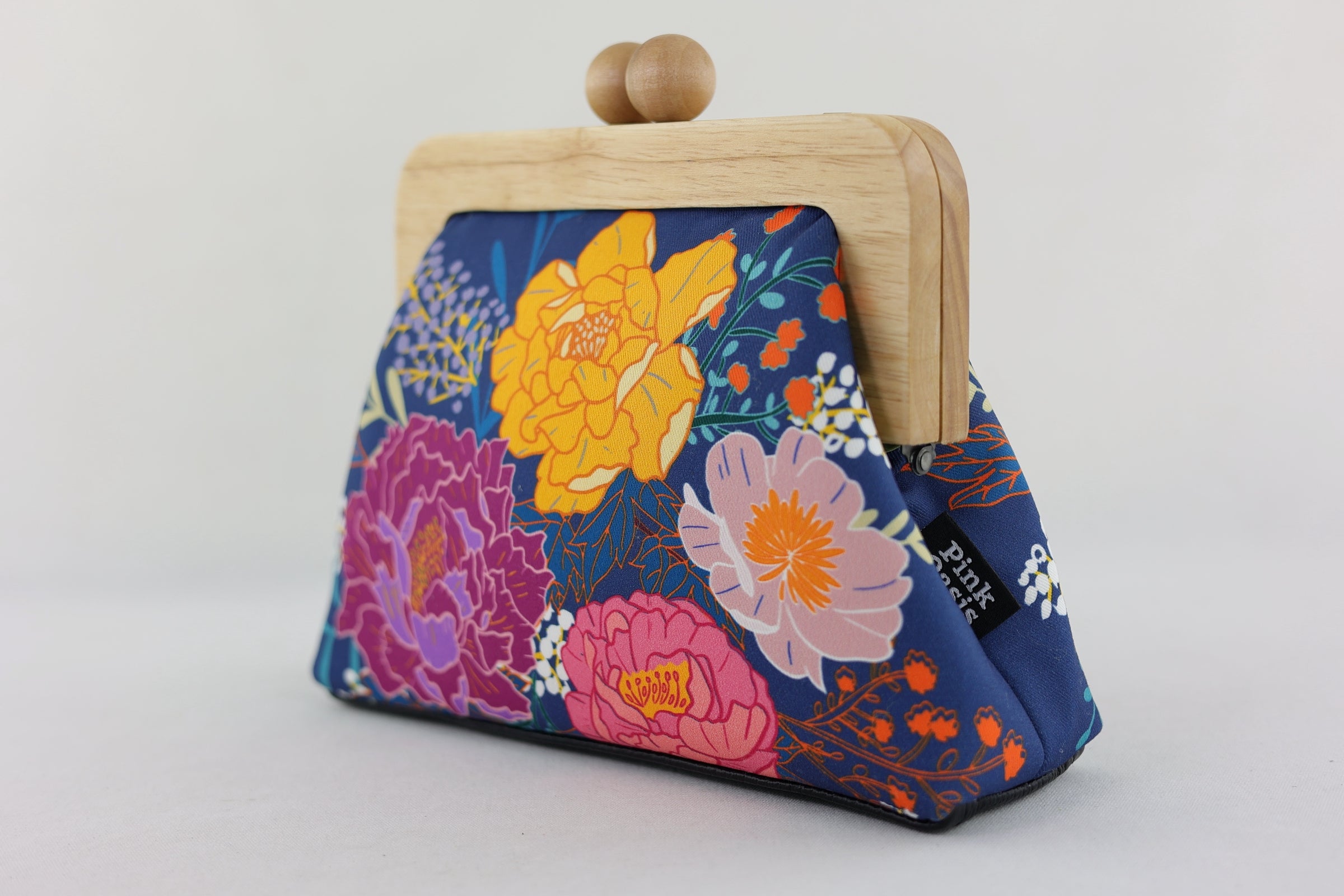 Peonies Garden Navy Floral Clutch | PINK OASIS