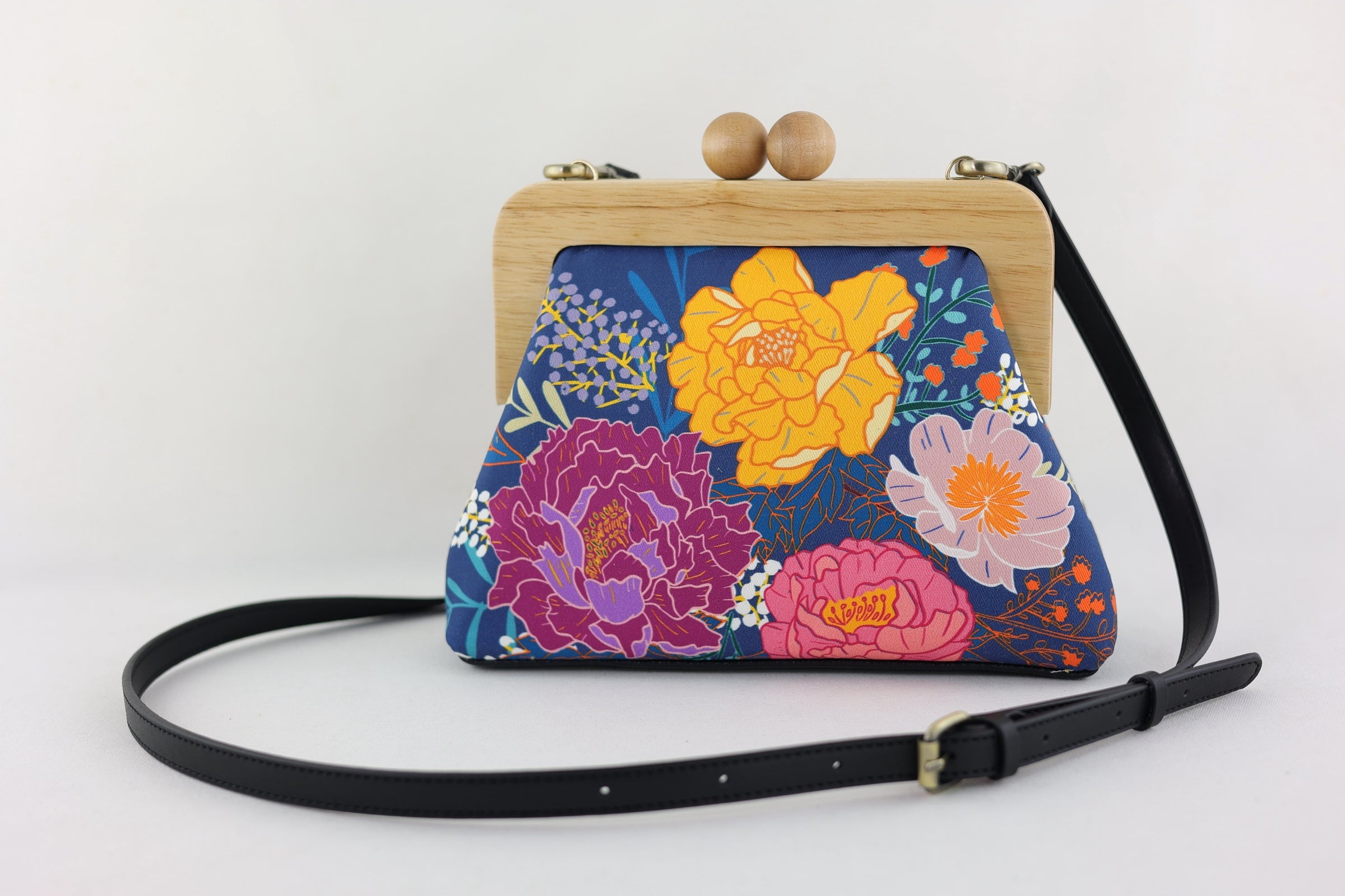 Peonies Garden Navy Floral Clutch | PINK OASIS