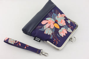 Magnolia Floral Wristlet Navy | PINK OASIS