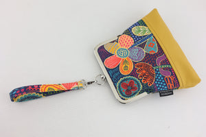 Doodle Flora Wristlet Mustard Bottom | PINK OASIS
