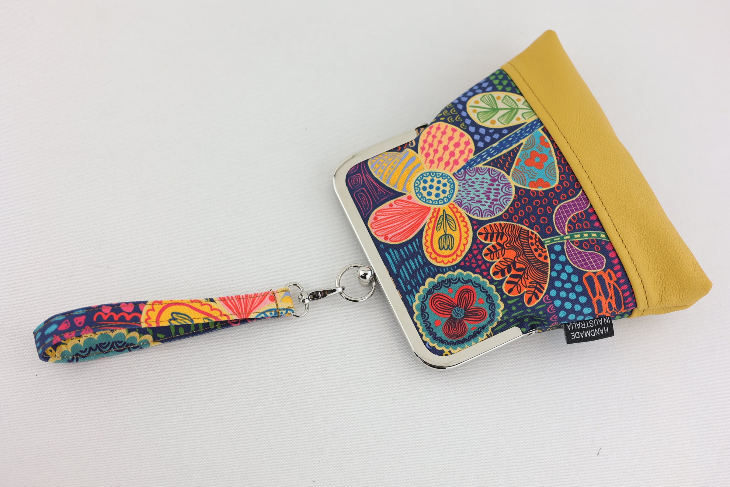 Doodle Flora Wristlet Mustard Bottom | PINK OASIS