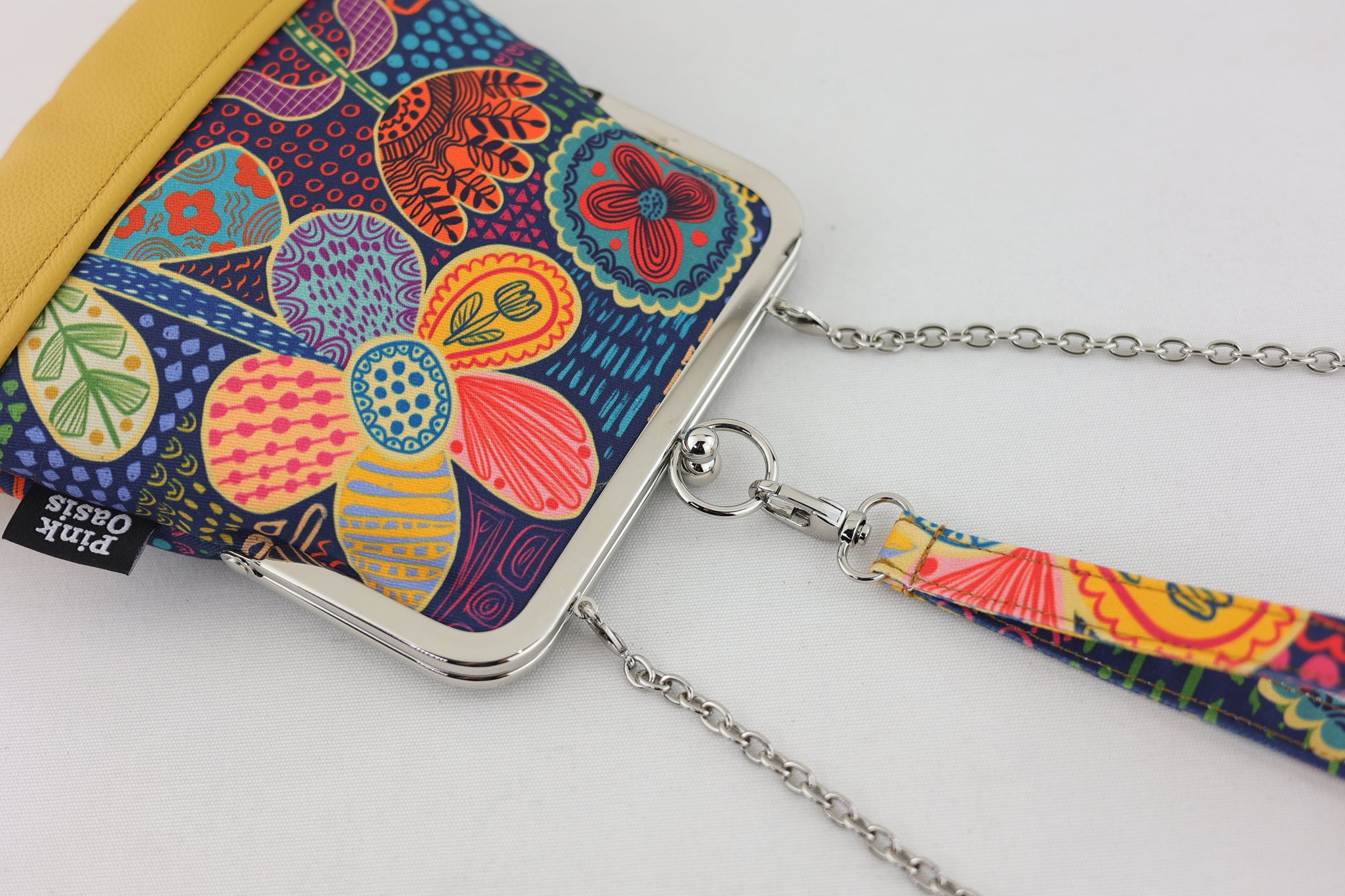 Doodle Flora Wristlet Mustard Bottom | PINK OASIS