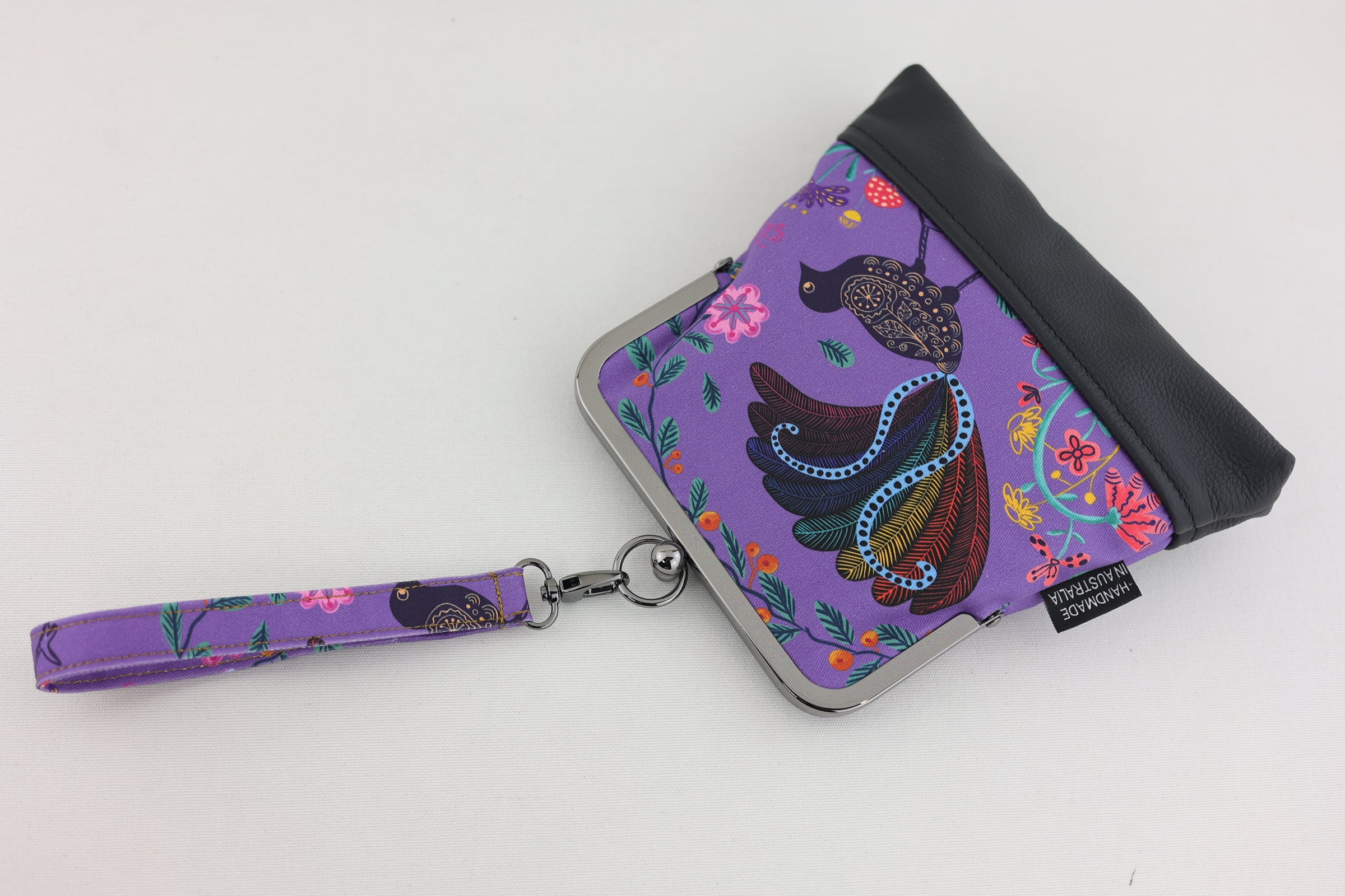 Lyre Bird Navy Bottom Wristlet | PINK OASIS