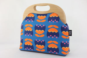 Orange & Teal Tulip Flowers Large Wood Frame Bag | PINK OASIS