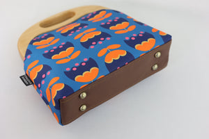 Orange & Teal Tulip Flowers Large Wood Frame Bag | PINK OASIS