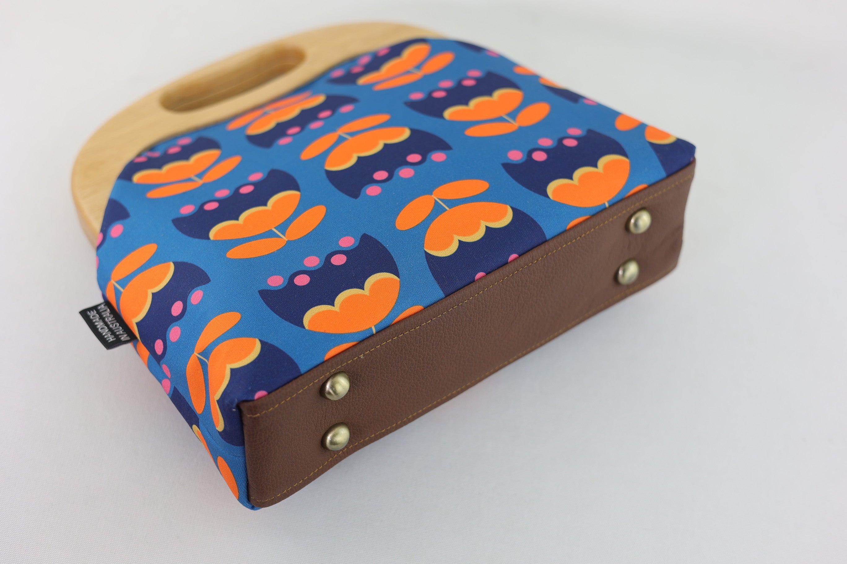 Orange & Teal Tulip Flowers Large Wood Frame Bag | PINK OASIS