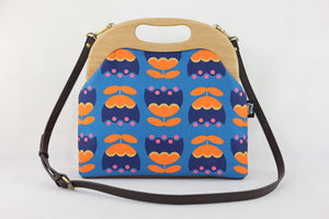 Orange & Teal Tulip Flowers Large Wood Frame Bag | PINK OASIS