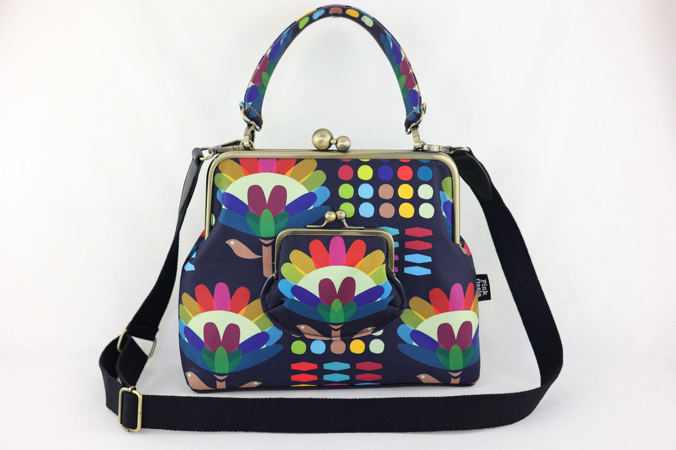 Rainbow Protea Floral Handbag and Crossbody 2 Way Bag | PINK OASIS