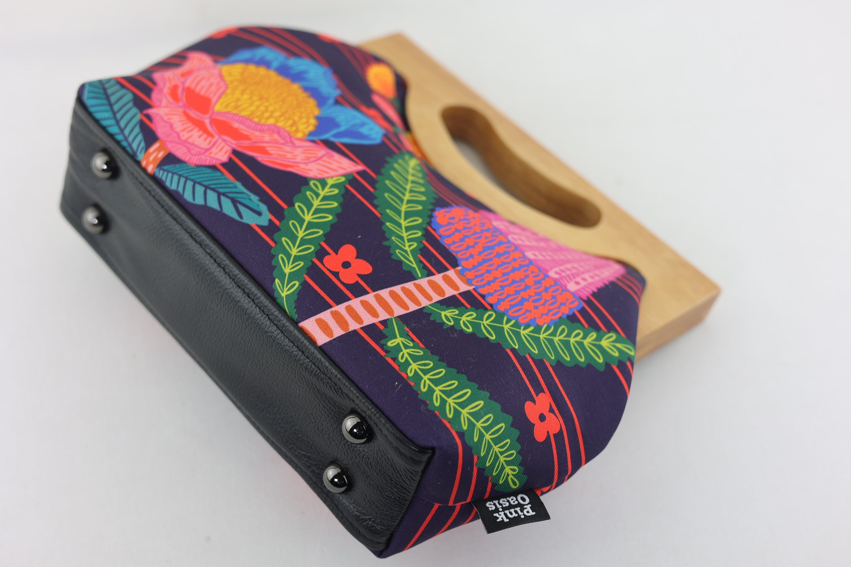 Australian Native Flowers Medium Size Wood Frame Bag | PINK OASIS