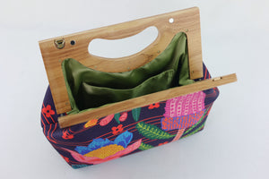 Australian Native Flowers Medium Size Wood Frame Bag | PINK OASIS