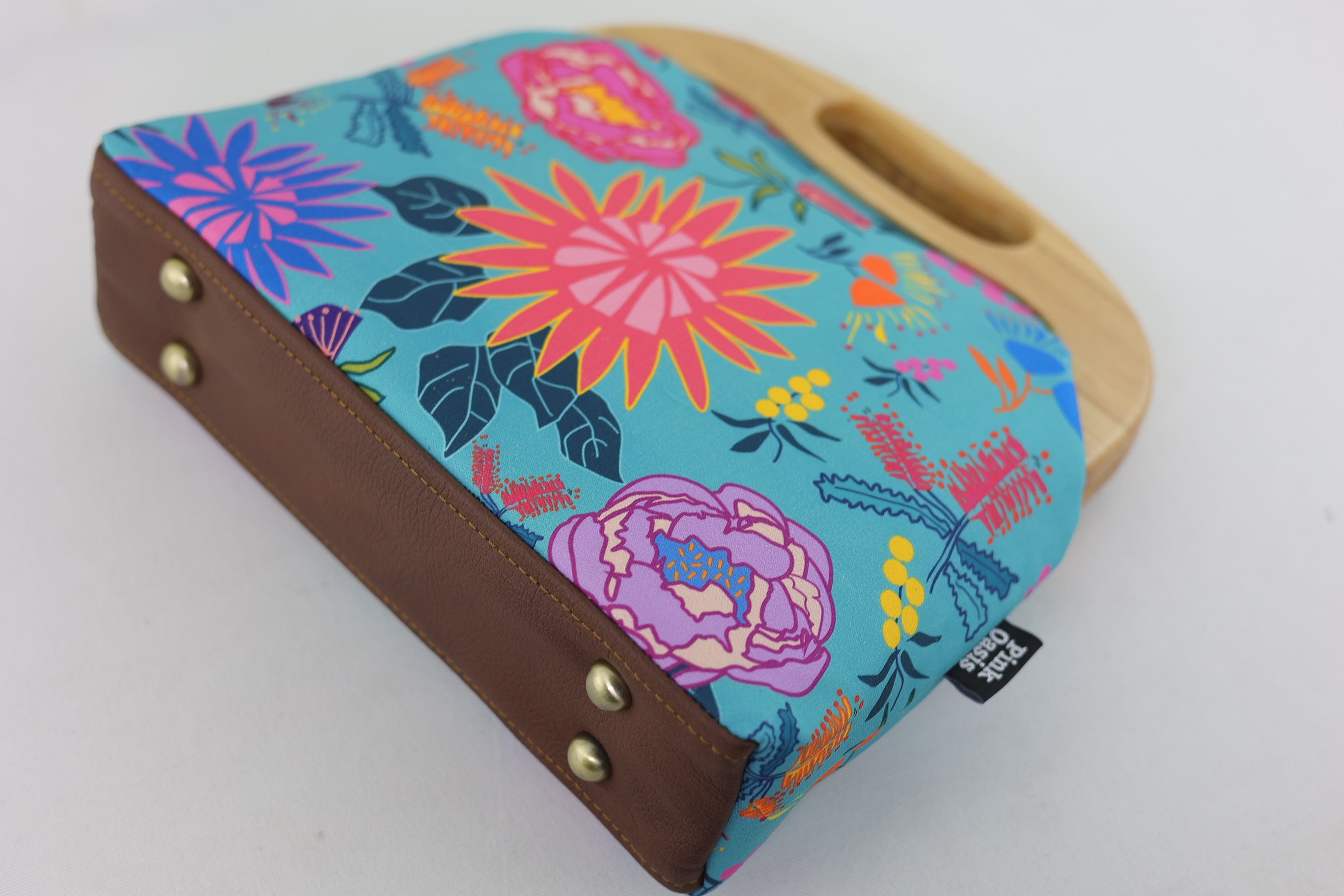 Bright & Bold Flowers Large Wood Frame Bag | PINK OASIS