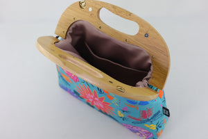 Bright & Bold Flowers Large Wood Frame Bag | PINK OASIS