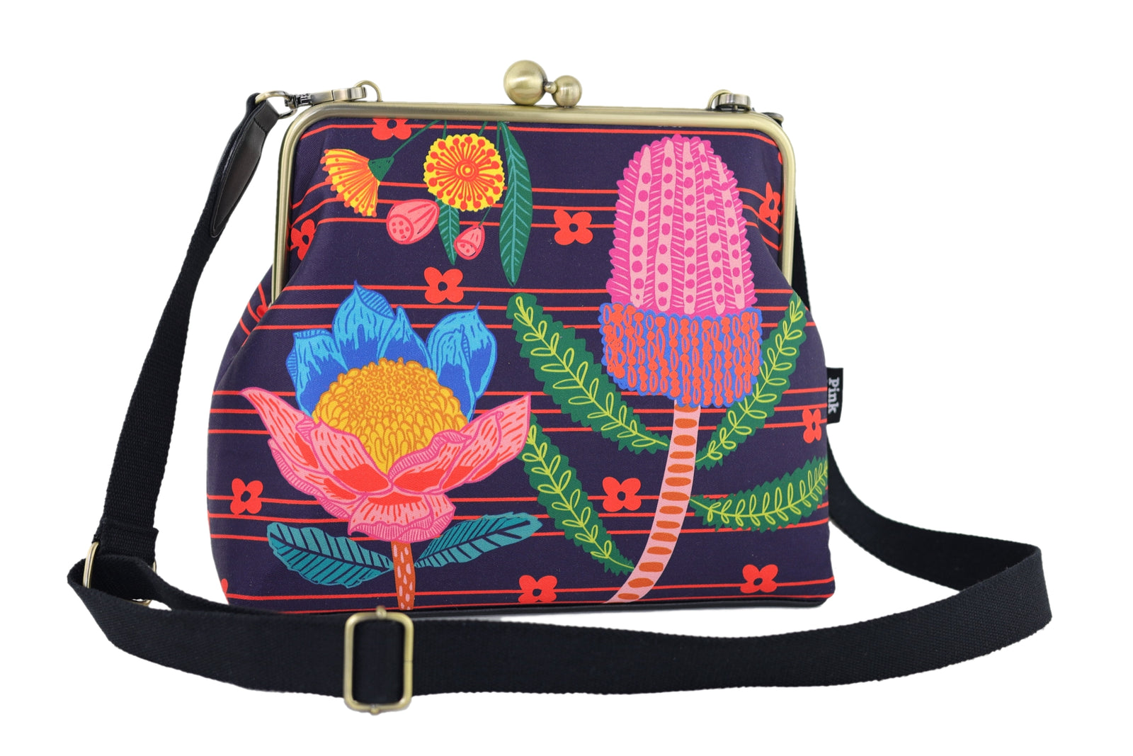 Australian Native Flower Crossbody Bag with Webbing Strap | PINK OASIS