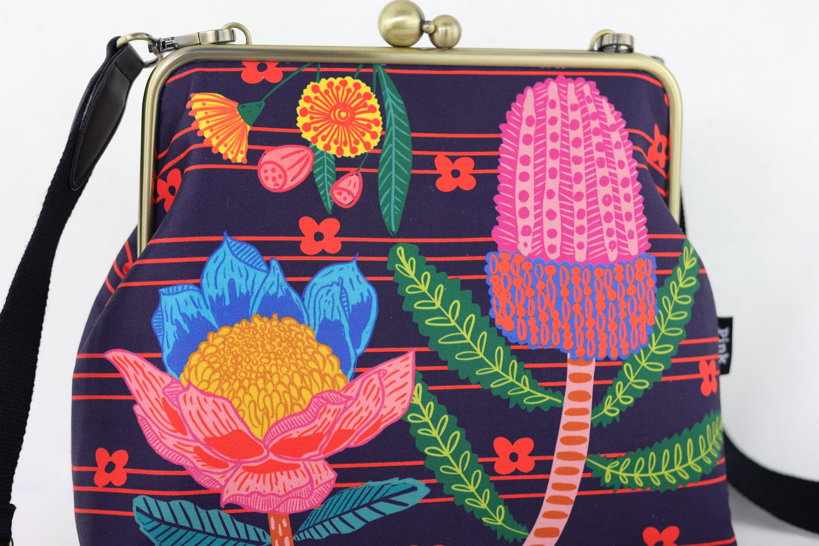 Australian Native Flower Crossbody Bag with Webbing Strap | PINK OASIS