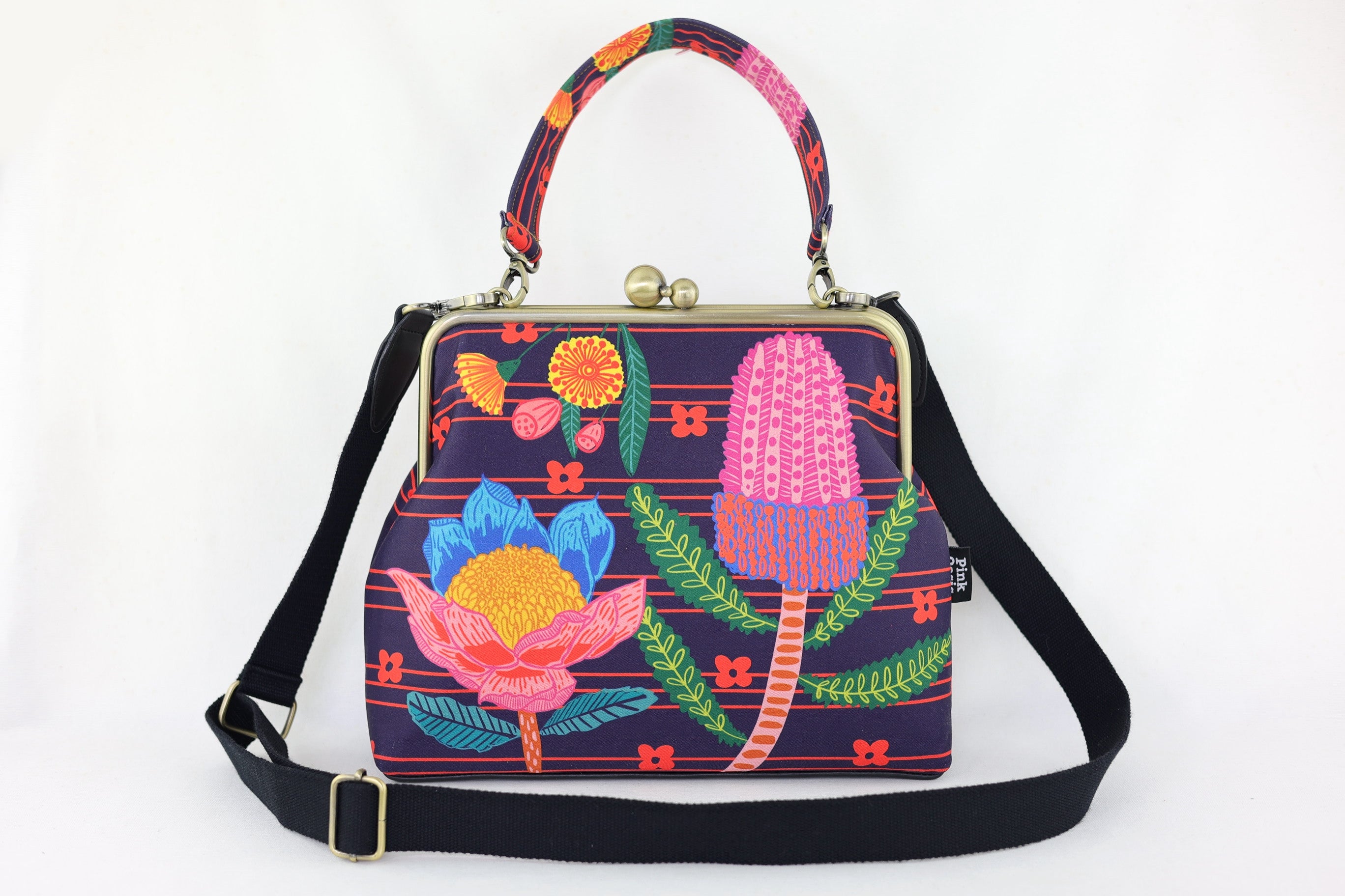 Australian Native Flower Crossbody Bag with Webbing Strap | PINK OASIS