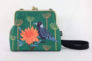 Magpie & Waratah Green Crossbody Bag with Webbing Strap | PINK OASIS