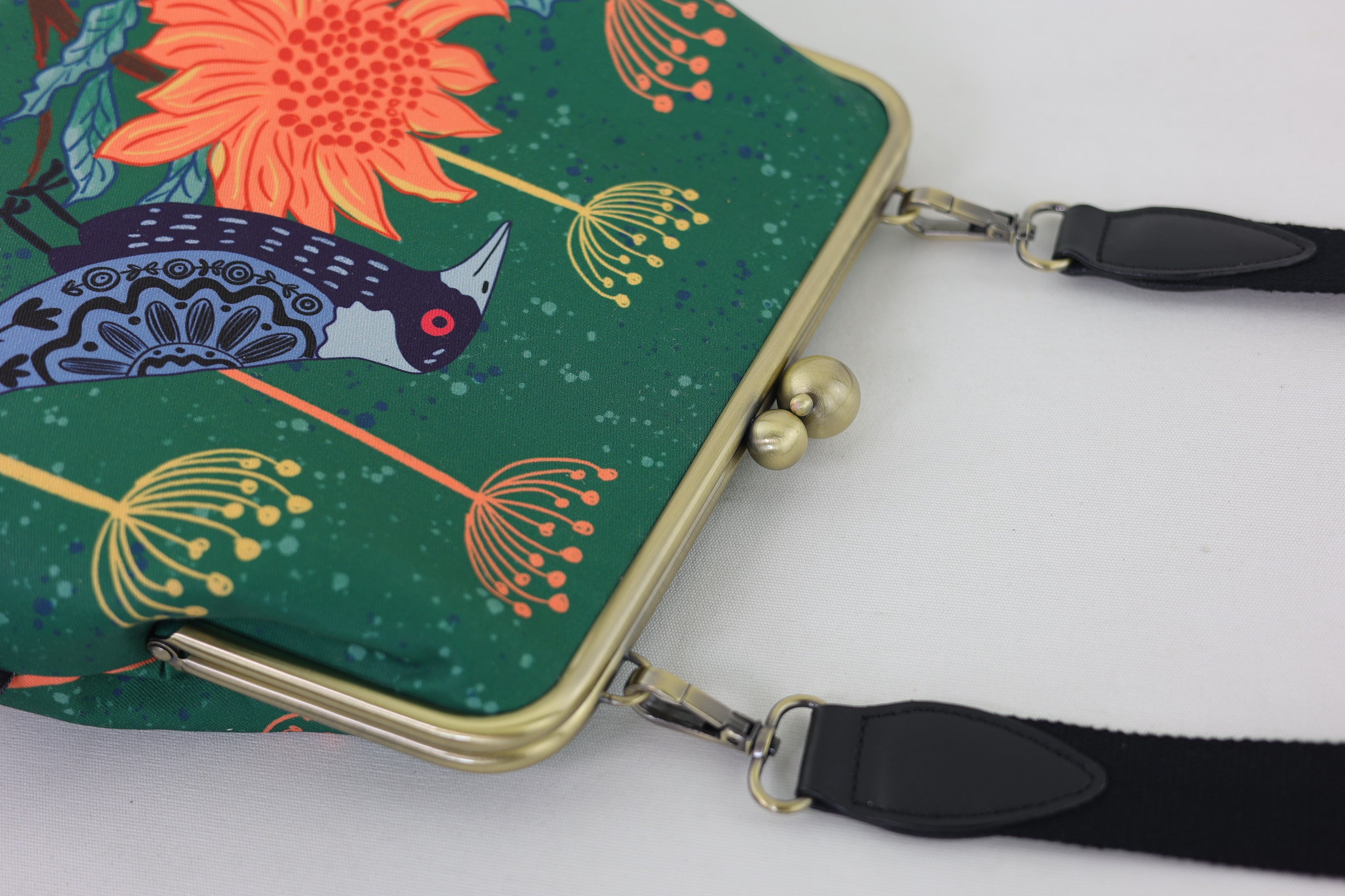 Magpie & Waratah Green Crossbody Bag with Webbing Strap | PINK OASIS