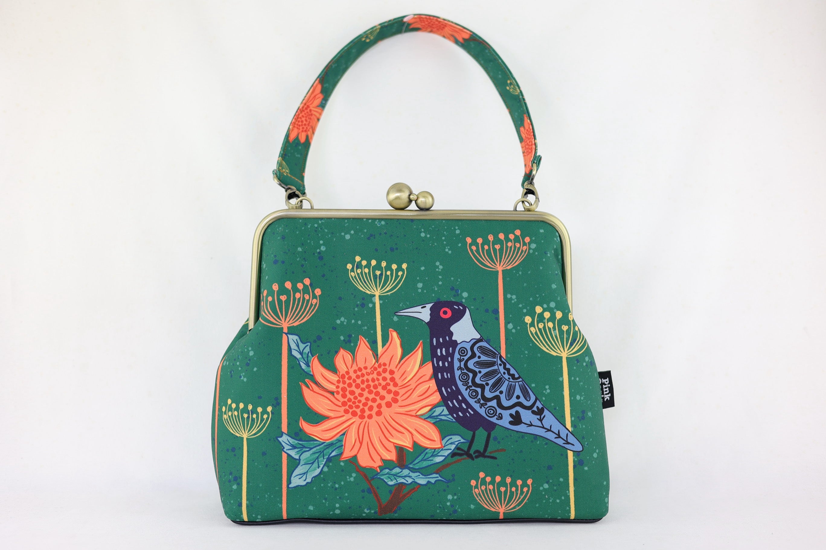 Magpie & Waratah Green Crossbody Bag with Webbing Strap | PINK OASIS