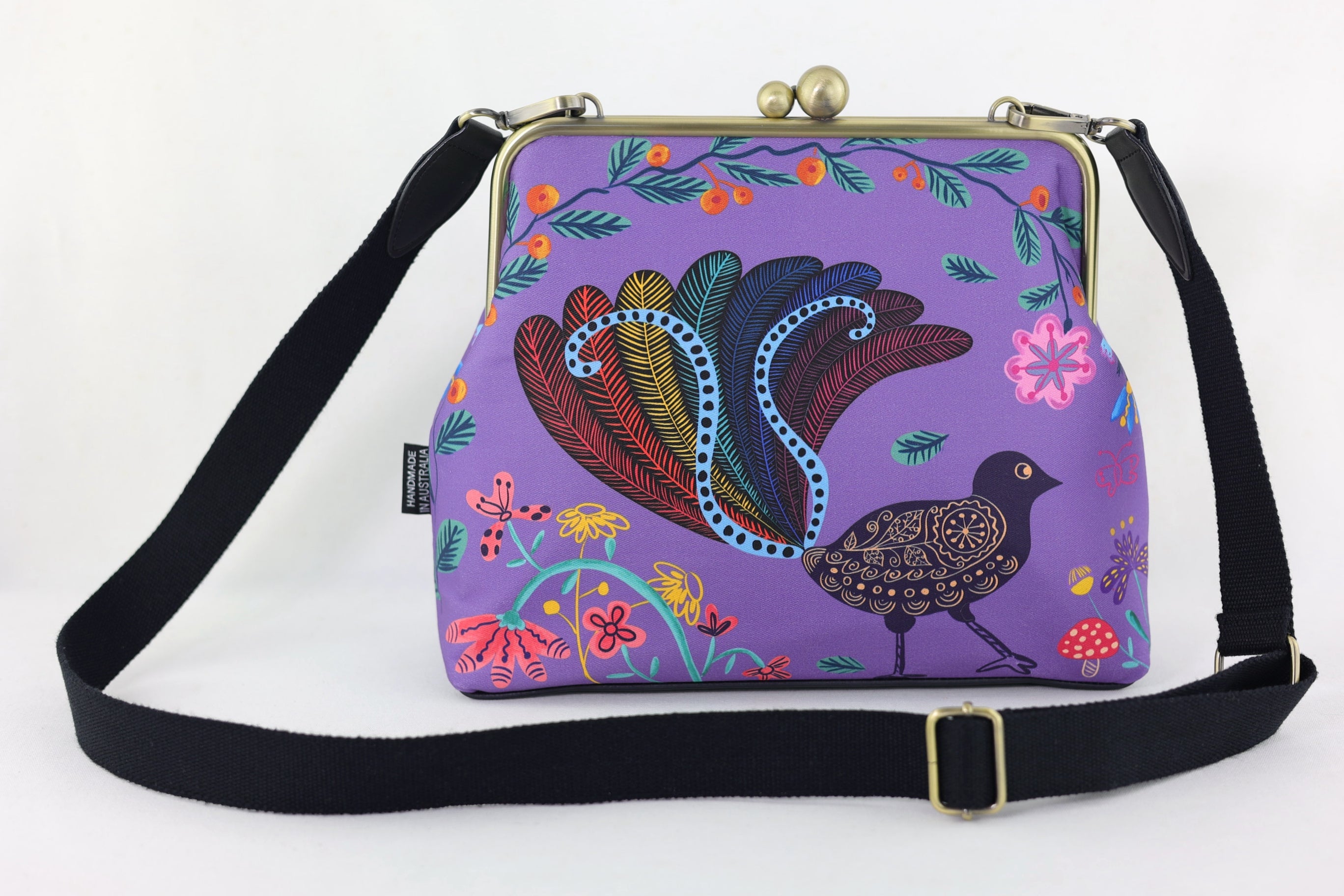 Lyre Bird Crossbody Bag with Webbing Strap | PINK OASIS
