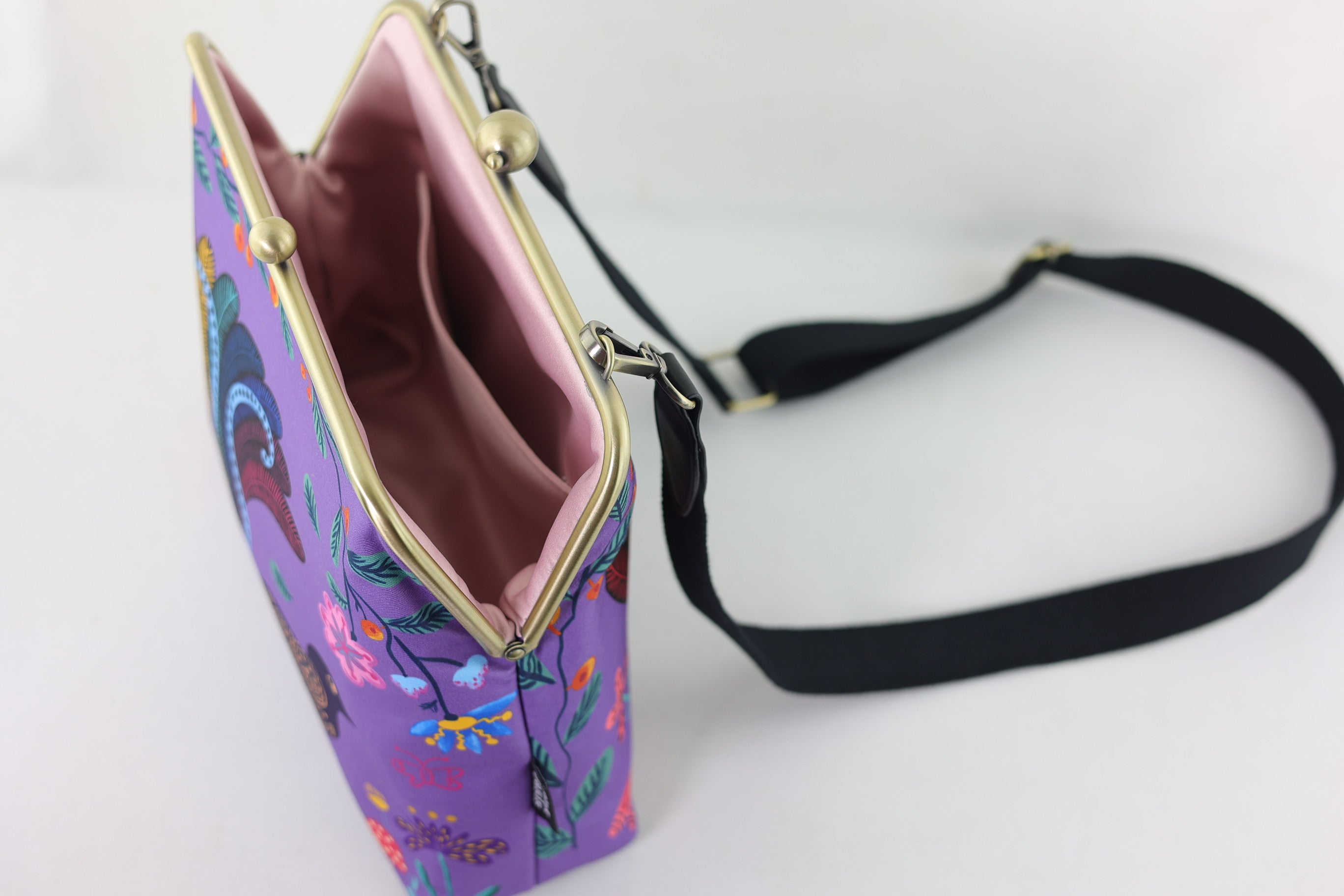 Lyre Bird Crossbody Bag with Webbing Strap | PINK OASIS