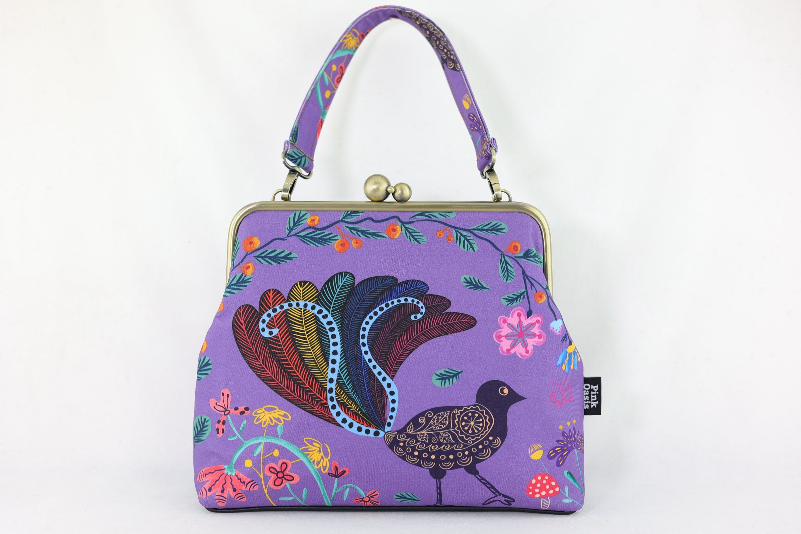 Lyre Bird Crossbody Bag with Webbing Strap | PINK OASIS