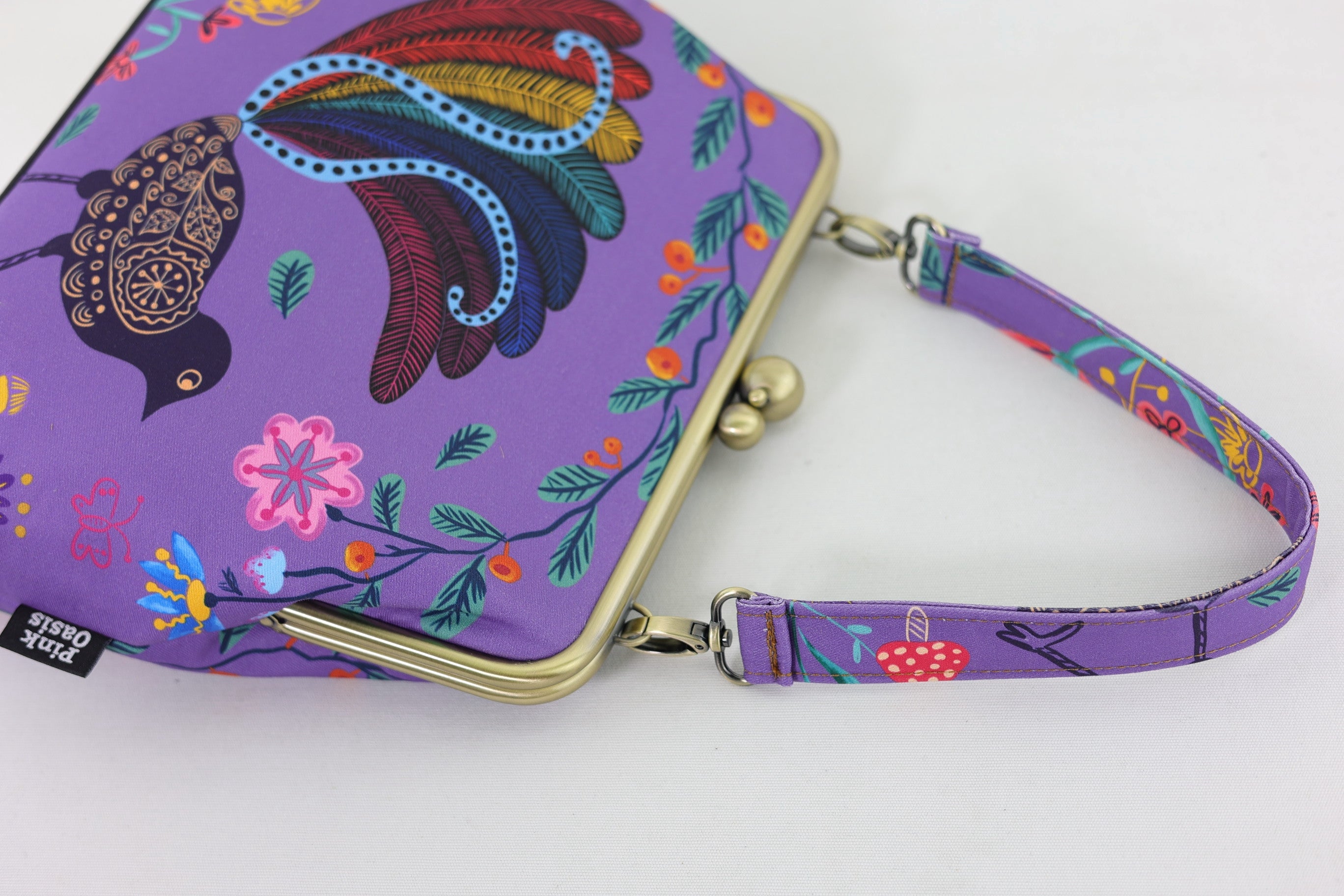 Lyre Bird Crossbody Bag with Webbing Strap | PINK OASIS