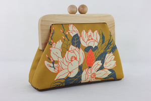 Magnolia Mustard Clutch Bag Handmade in Australia | PINK OASIS