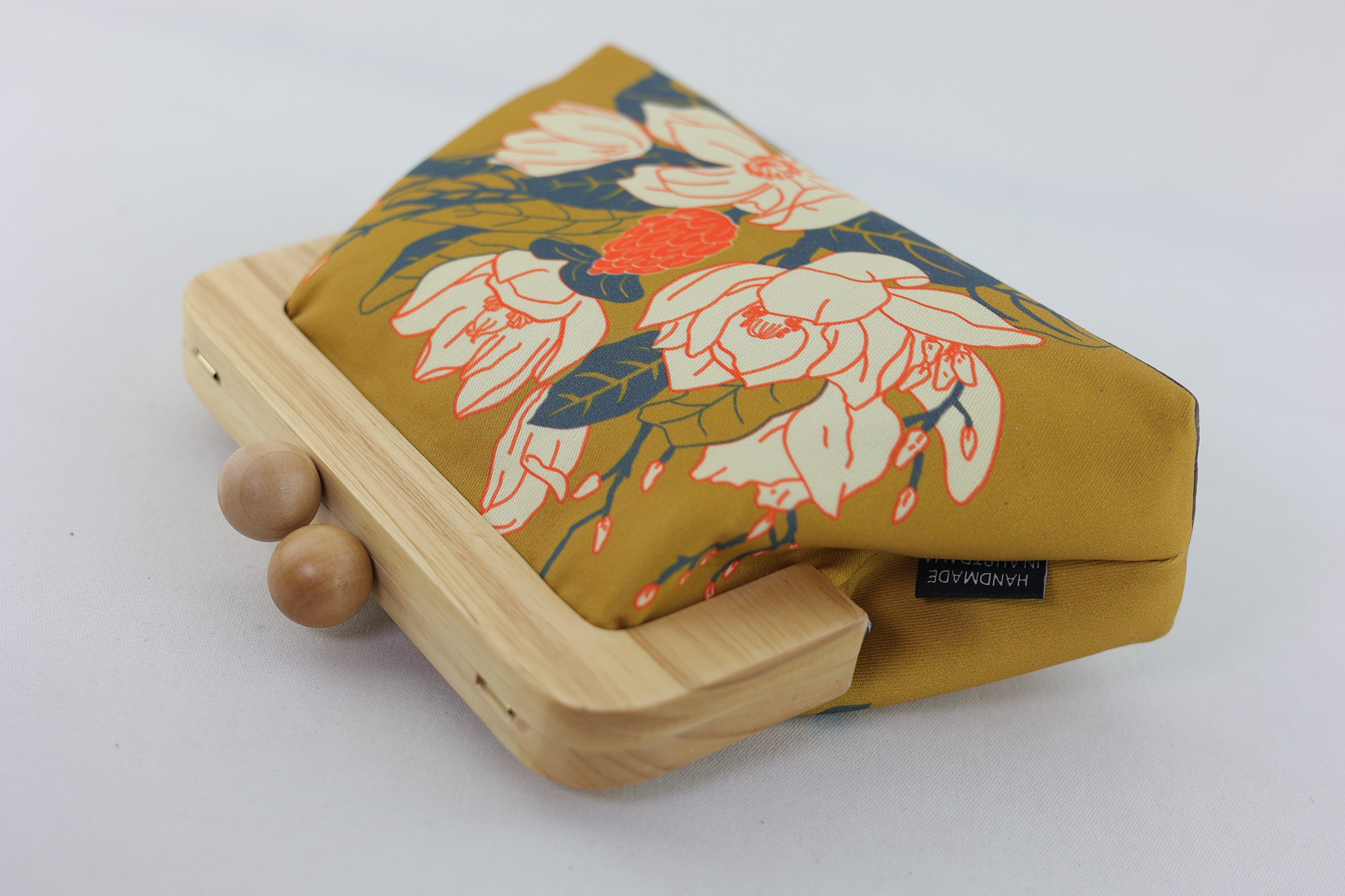 Magnolia Mustard Clutch Bag Handmade in Australia | PINK OASIS