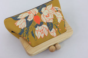 Magnolia Mustard Clutch Bag Handmade in Australia | PINK OASIS