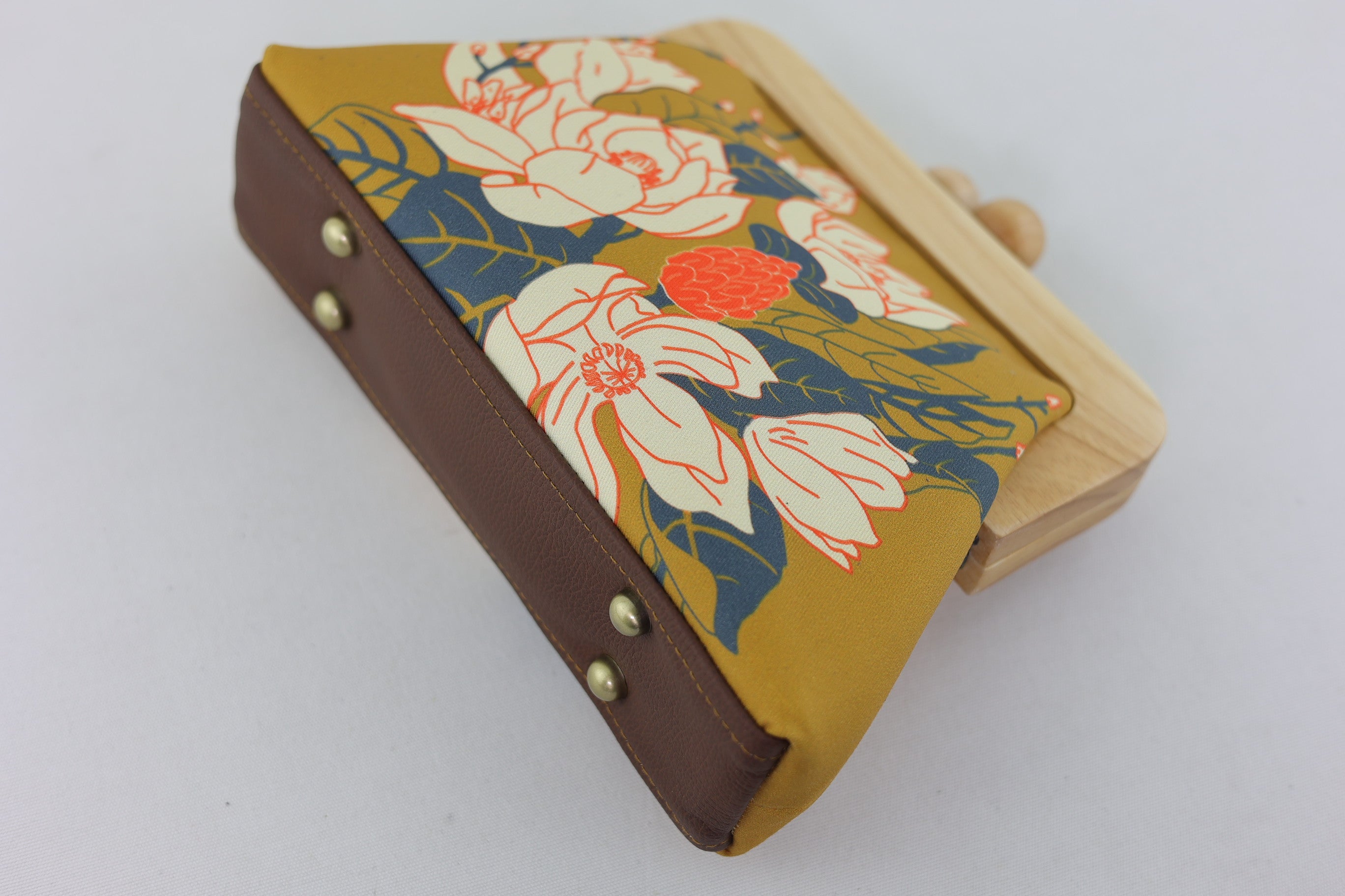 Magnolia Mustard Clutch Bag Handmade in Australia | PINK OASIS