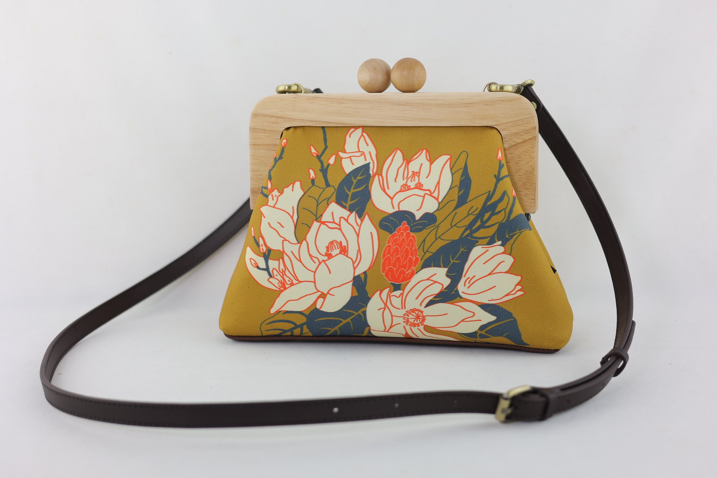Magnolia Mustard Clutch Bag Handmade in Australia | PINK OASIS