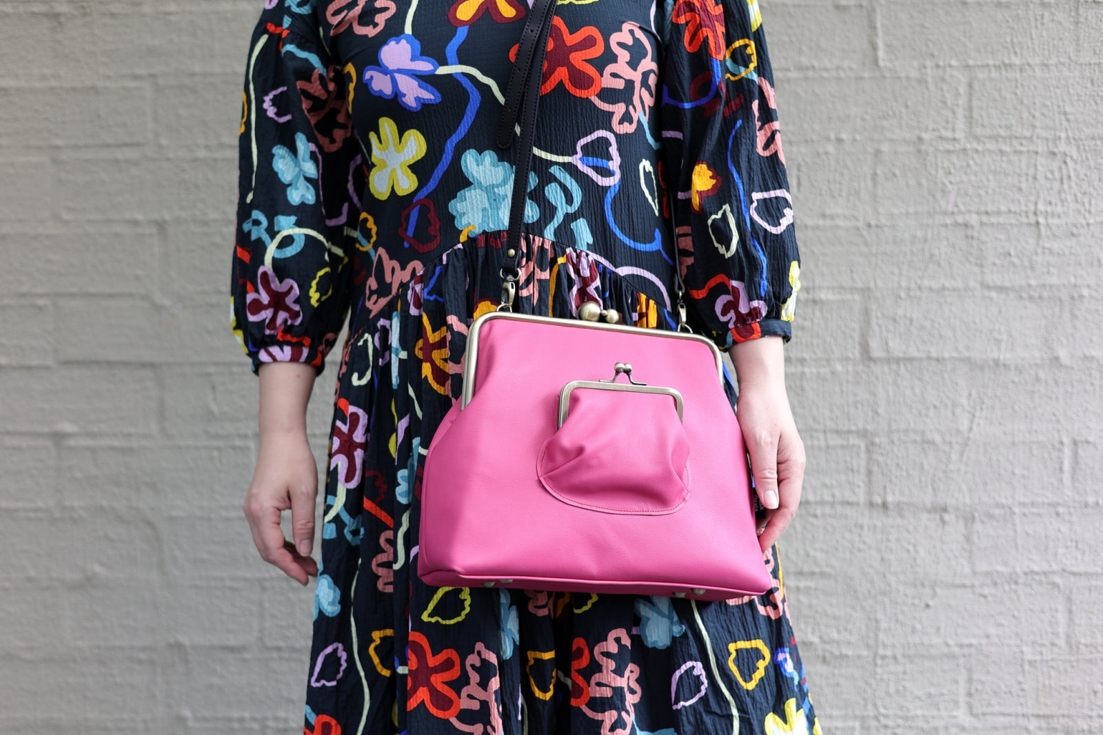 Fuchsia Leather Crossbody Bag Handmade in Australia | PINK OASIS
